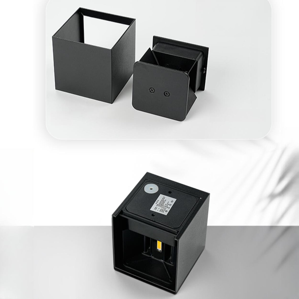 Modern Black Cube Outdoor Up Down Wall Sconce Image - 18