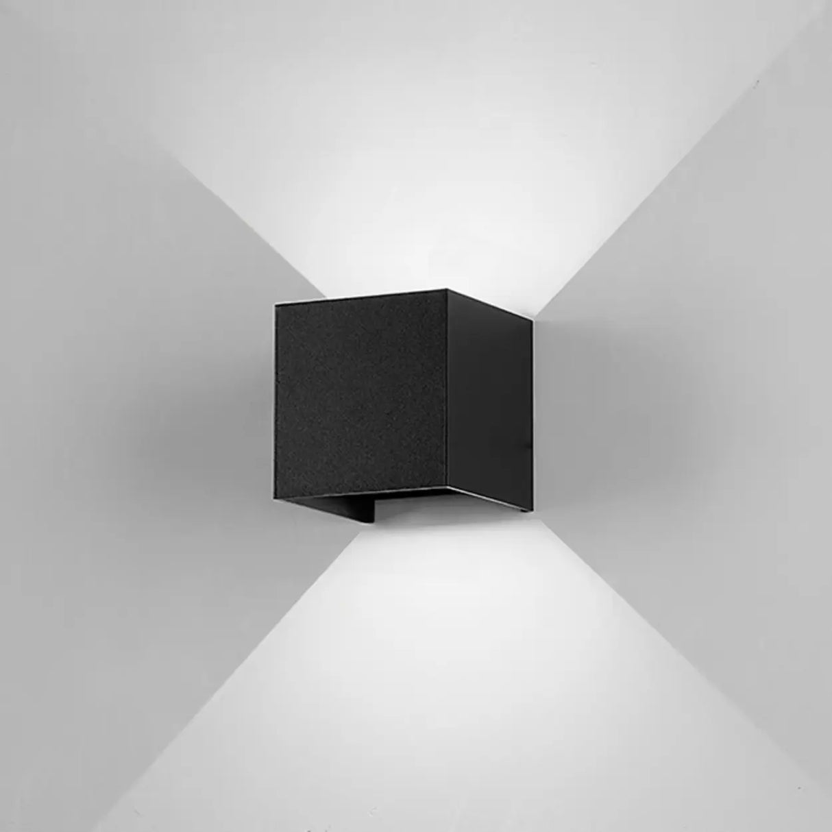 Modern Black Cube Outdoor Up Down Wall Sconce Image - 2
