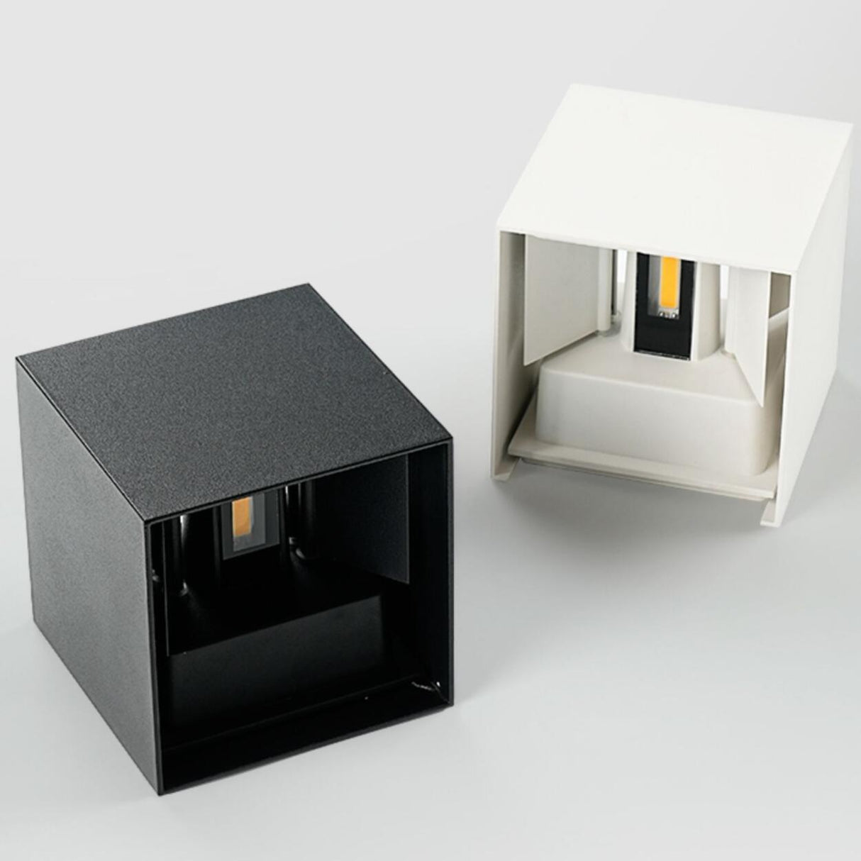Modern Black Cube Outdoor Up Down Wall Sconce Image - 21