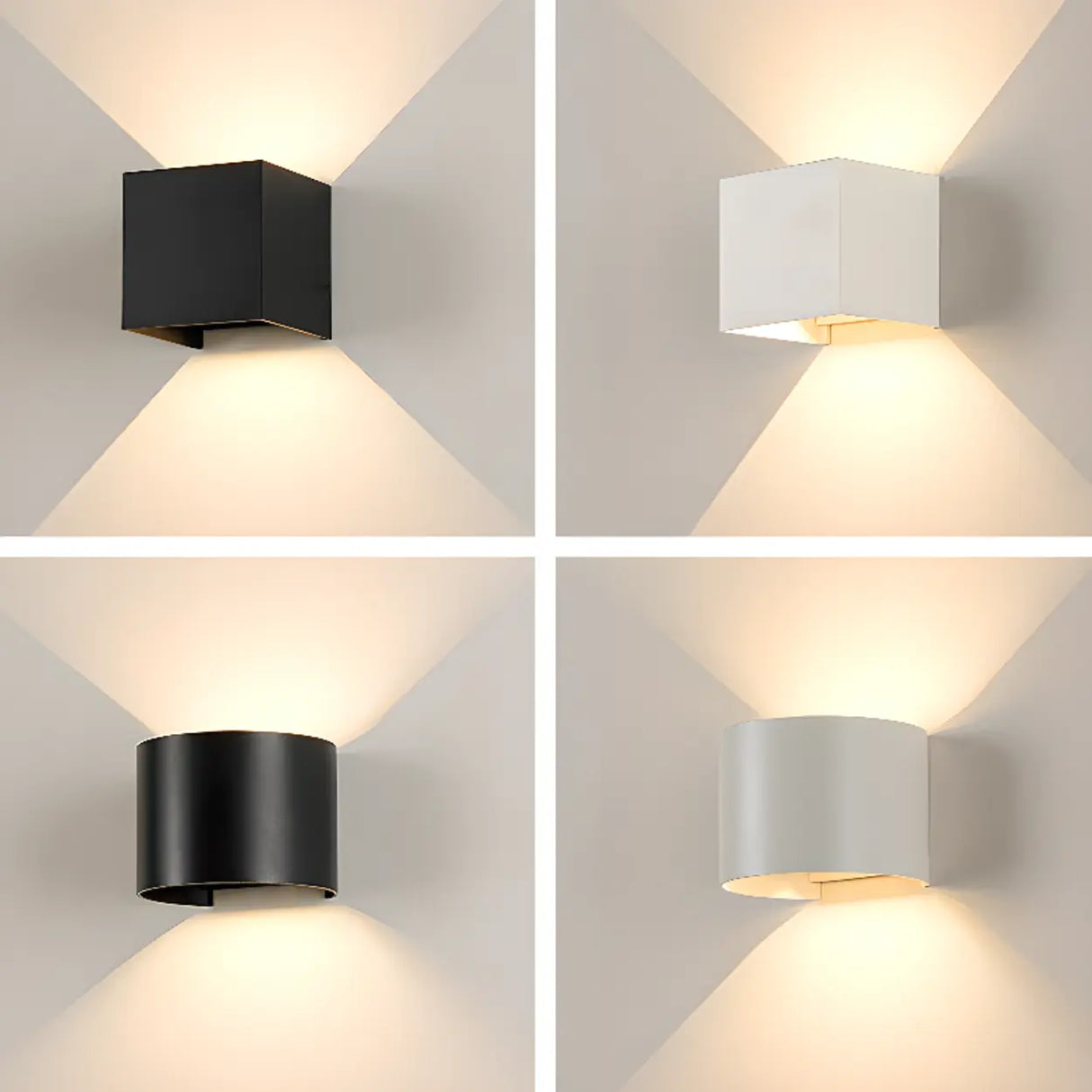 Modern Black Cube Outdoor Up Down Wall Sconce Image - 9