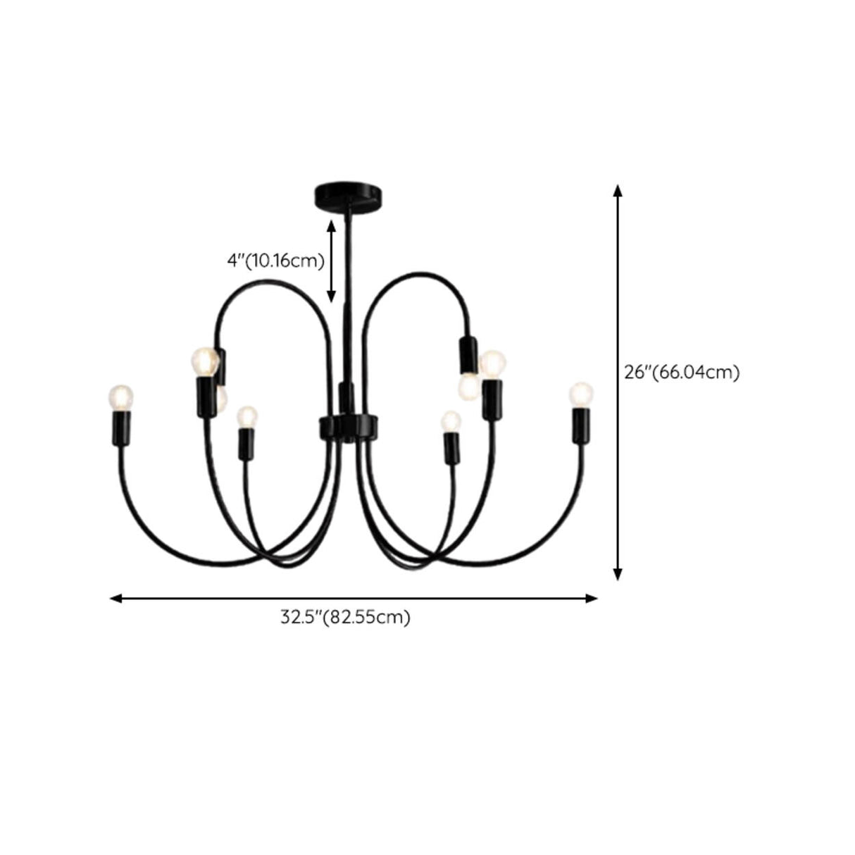 Modern Black Curved Arm Minimalist Chandelier Image - 10