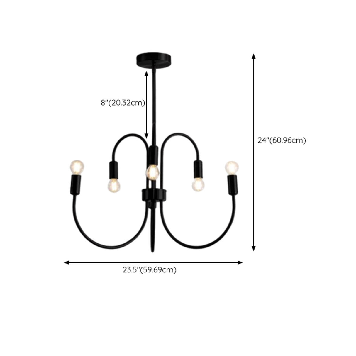 Modern Black Curved Arm Minimalist Chandelier