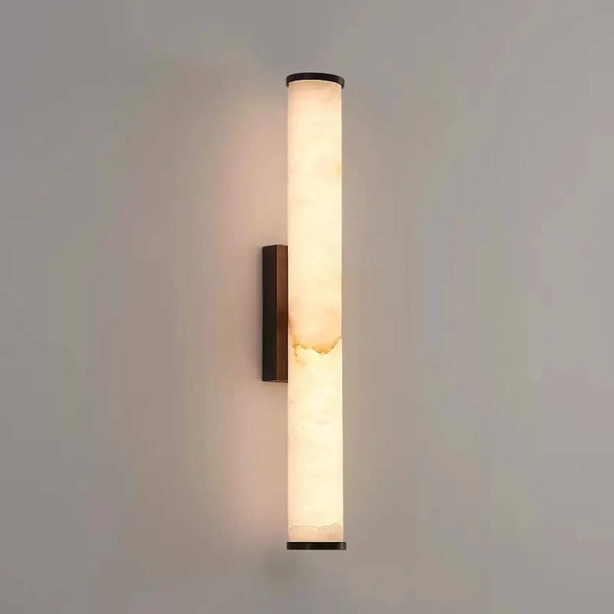 Modern Black Cylinder Alabaster LED Wall Sconce Image - 4