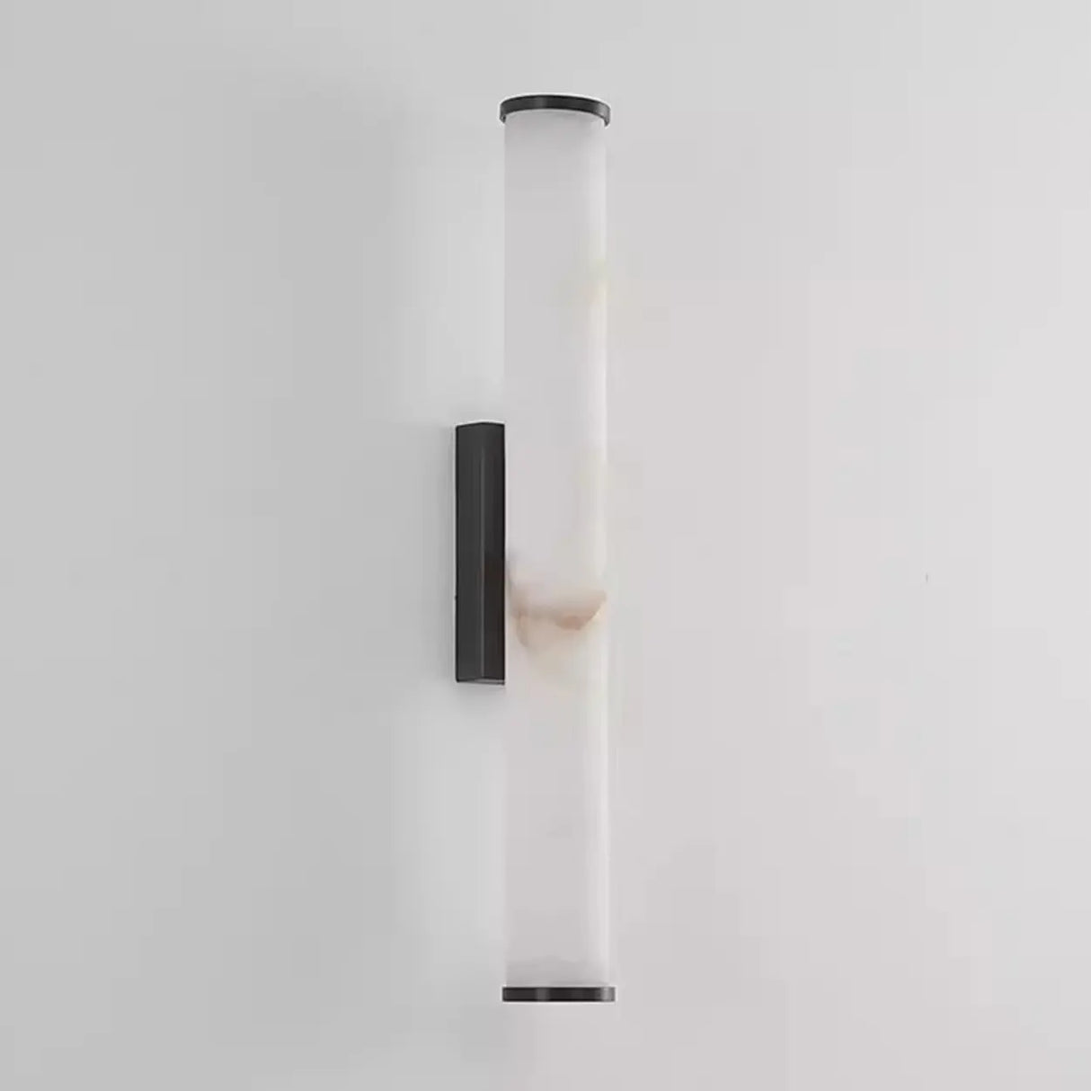 Modern Black Cylinder Alabaster LED Wall Sconce Image - 6