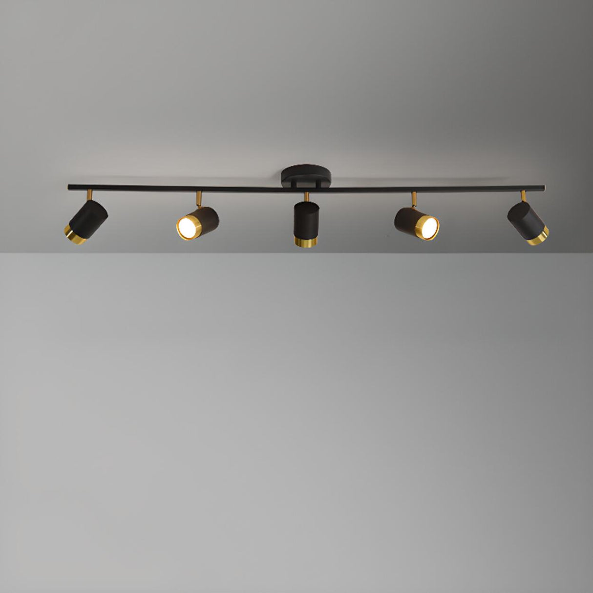 Modern Black Cylinder Semi-Flush Mount Light 5-Light Image - 11