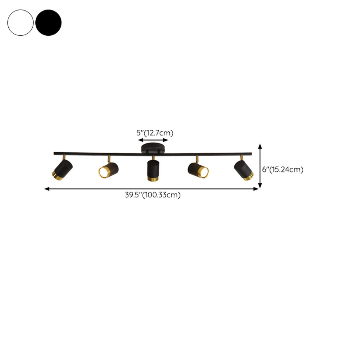 Modern Black Cylinder Semi-Flush Mount Light 5-Light Image - 22