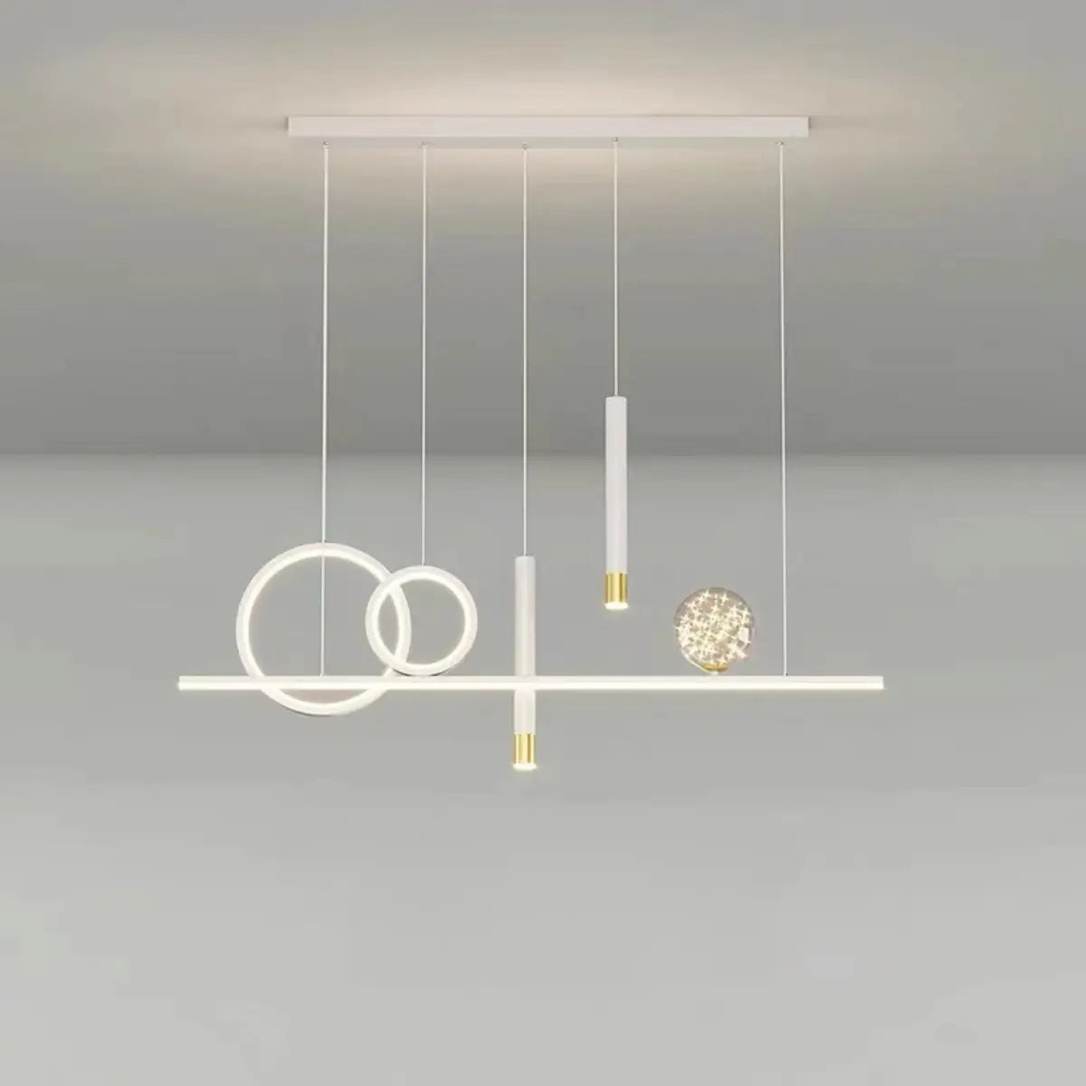 Modern Black Double Ring LED Island Pendant Light Image - 4