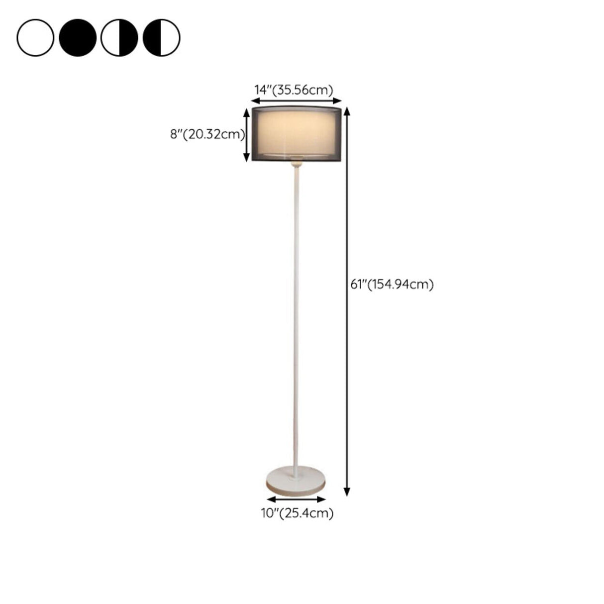 Modern Black Dual-Layered Fabric Drum Floor Lamp