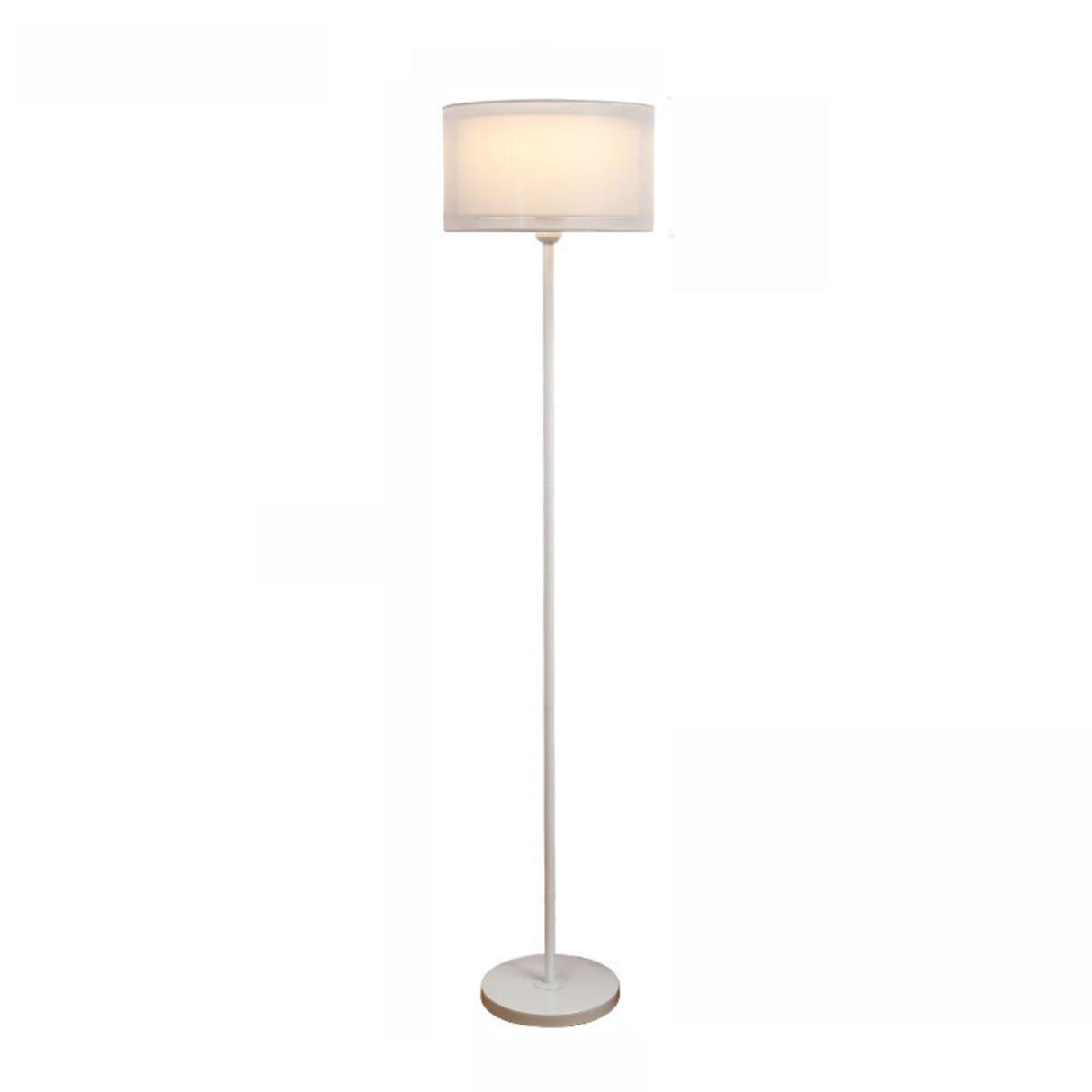 Modern Black Dual-Layered Fabric Drum Floor Lamp Image - 3