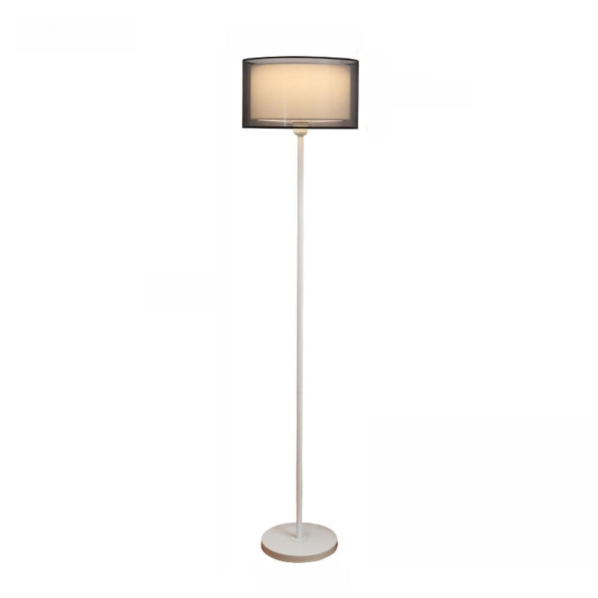 Modern Black Dual-Layered Fabric Drum Floor Lamp Image - 5