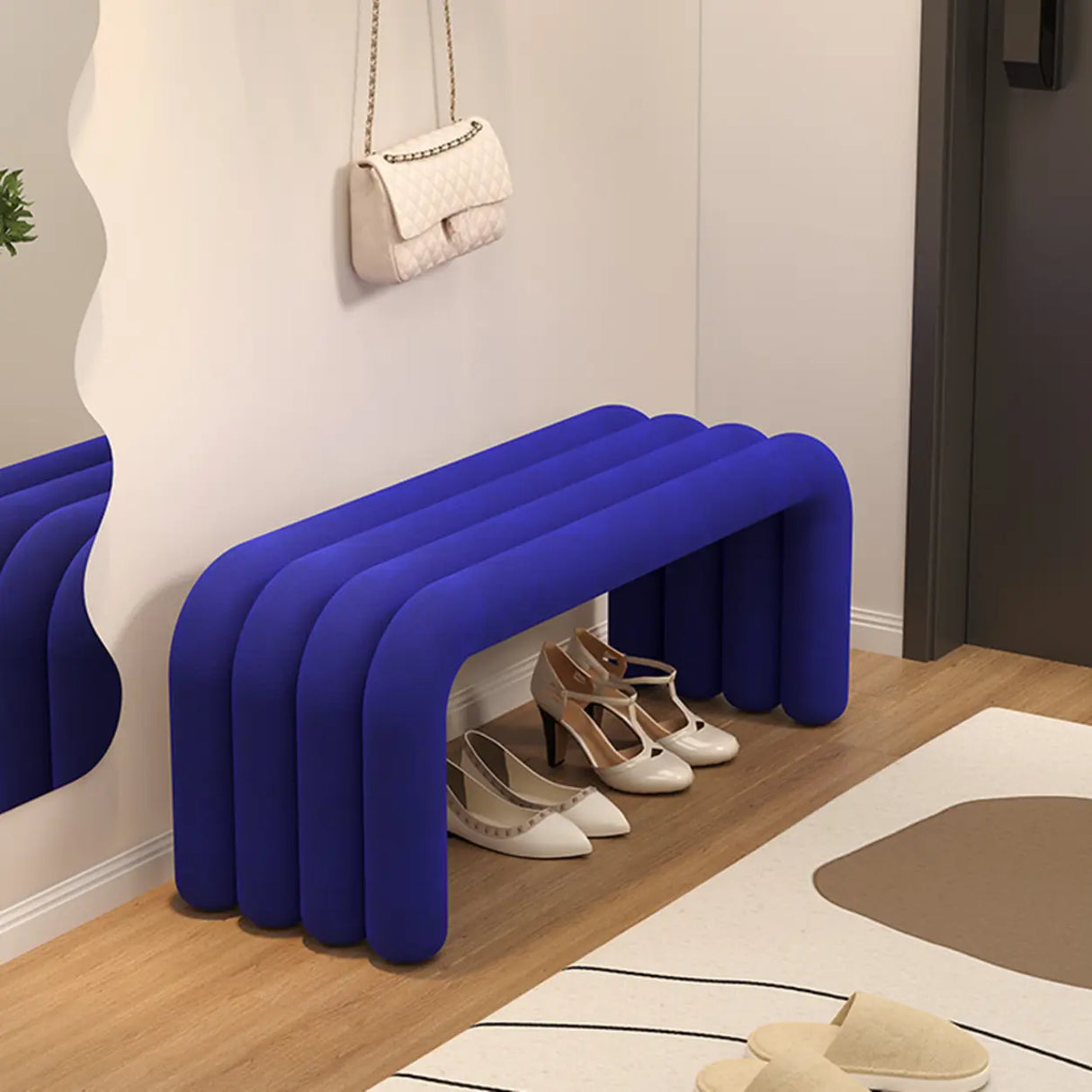 Modern Black Entryway Bench with Shoe Storage Space Image - 6