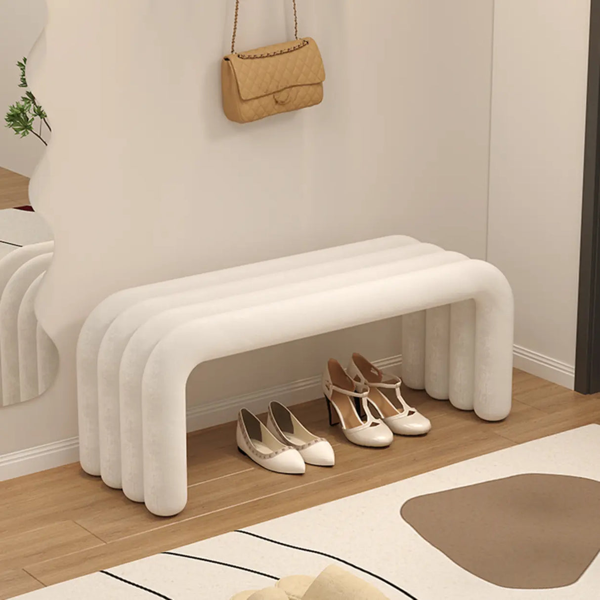 Modern Black Entryway Bench with Shoe Storage Space Image - 8