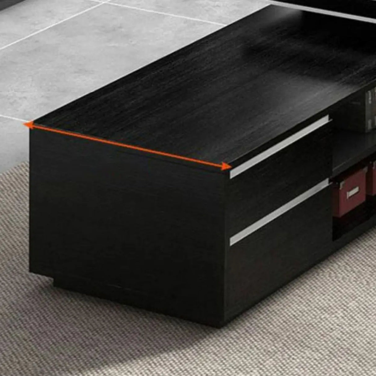 Modern Black Finish Wooden L-Shape Executive Desk Image - 8
