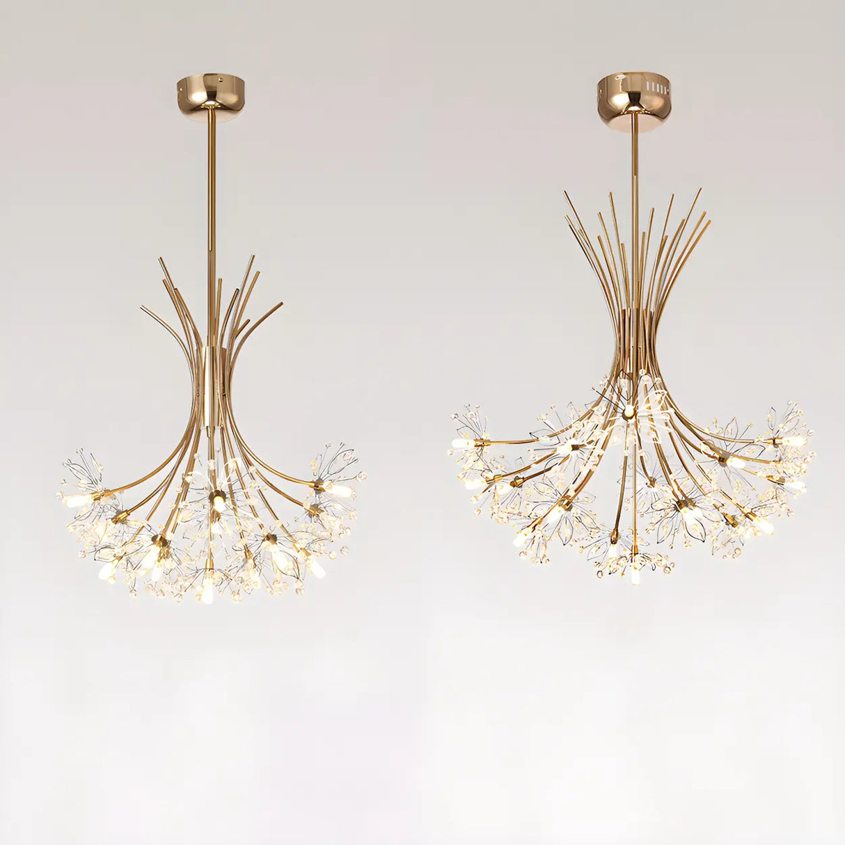 Modern Black Metal Clear Crystal Flower Bouquet Chandelier Image - 11