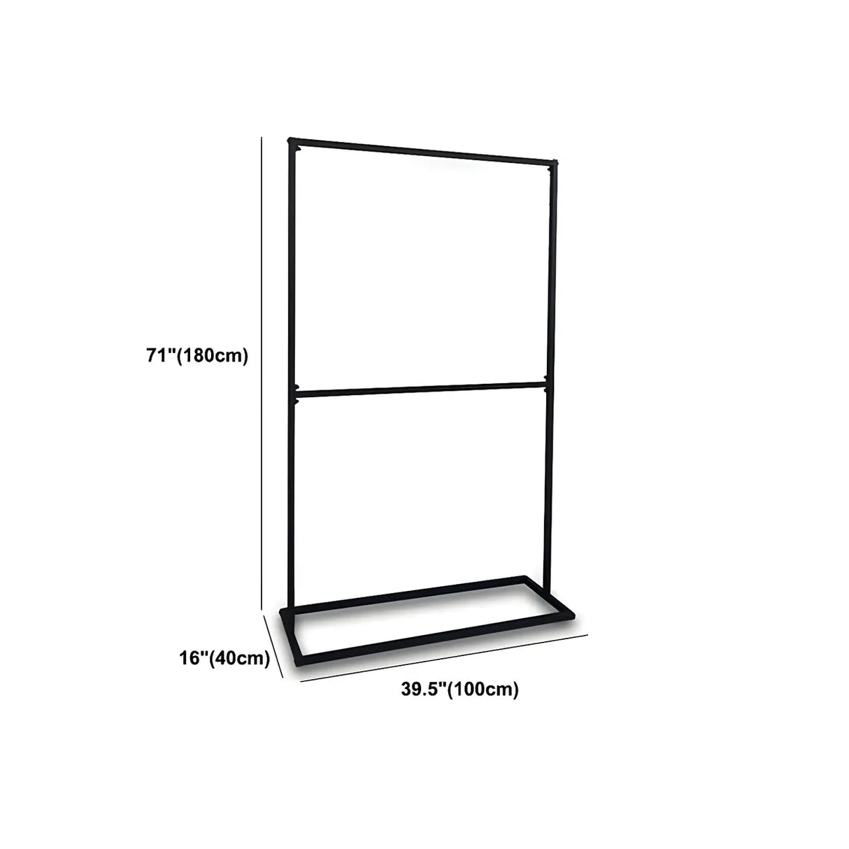 Modern Black Metal Coat Rack Stand with Dual Lever Bars Image - 16