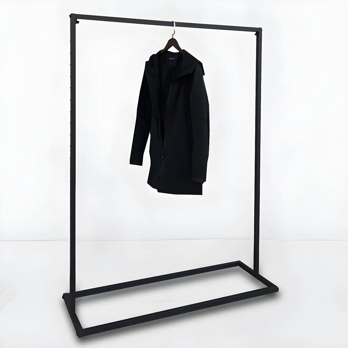 Modern Black Metal Coat Rack Stand with Dual Lever Bars Image - 2