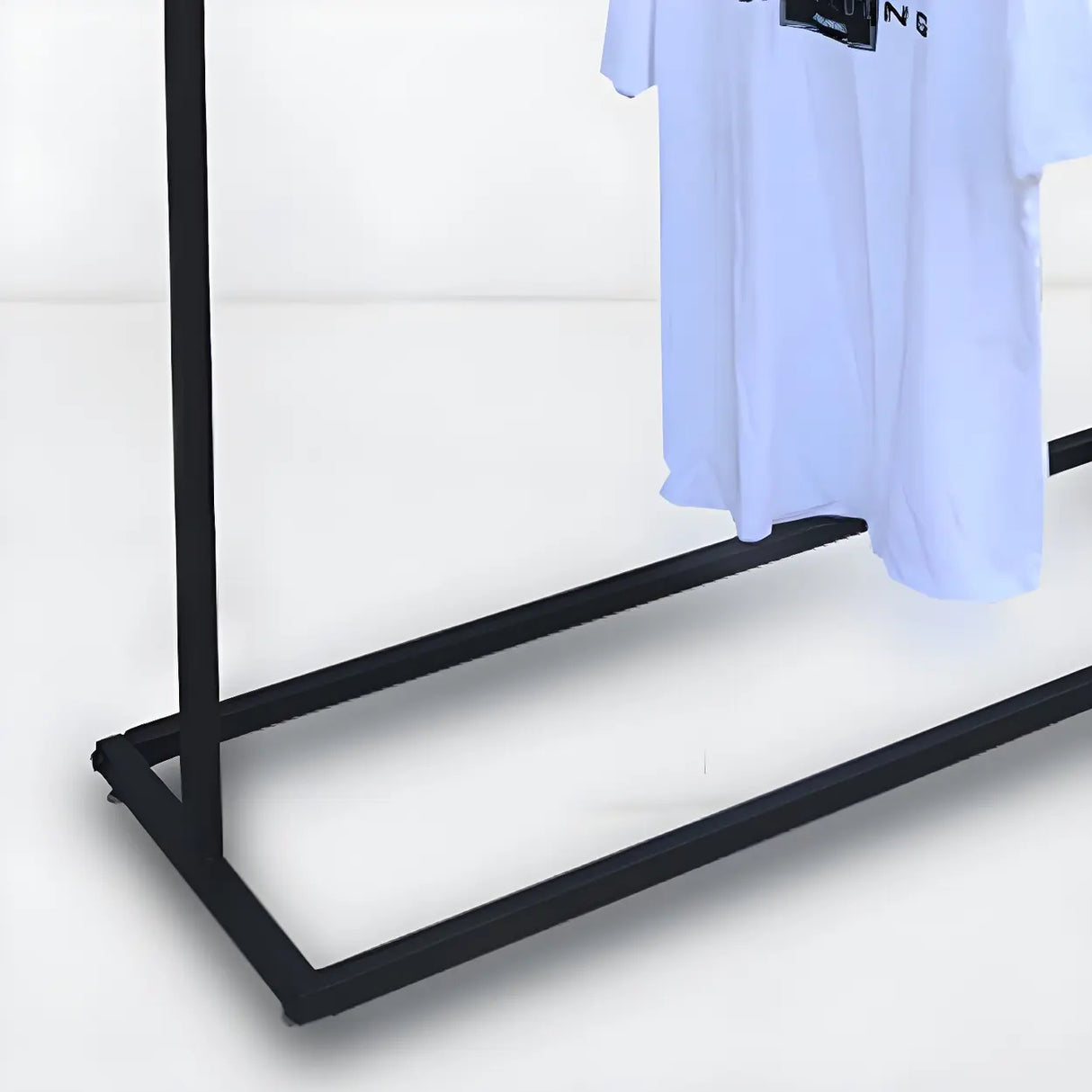 Modern Black Metal Coat Rack Stand with Dual Lever Bars Image - 8
