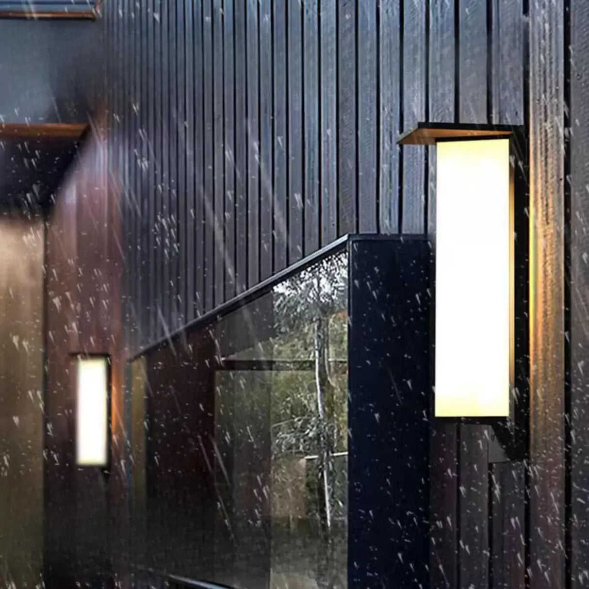 Modern Black Metal Geometric Outdoor LED Wall Light Image - 17