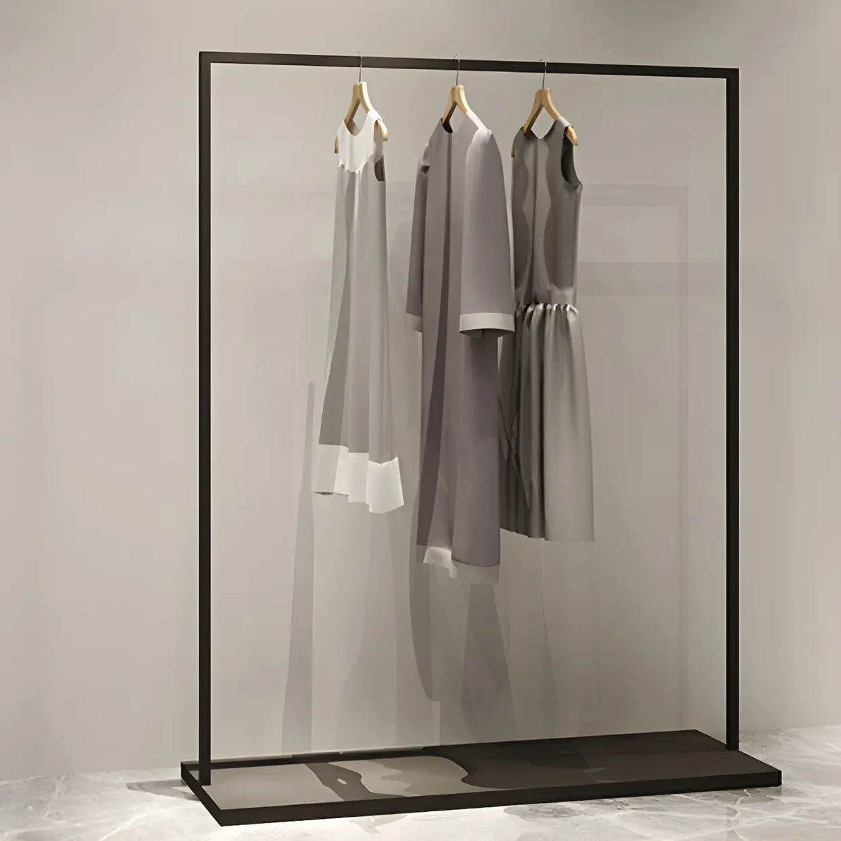 Modern Black Metal Large Standing Garment Display Rack Image - 2