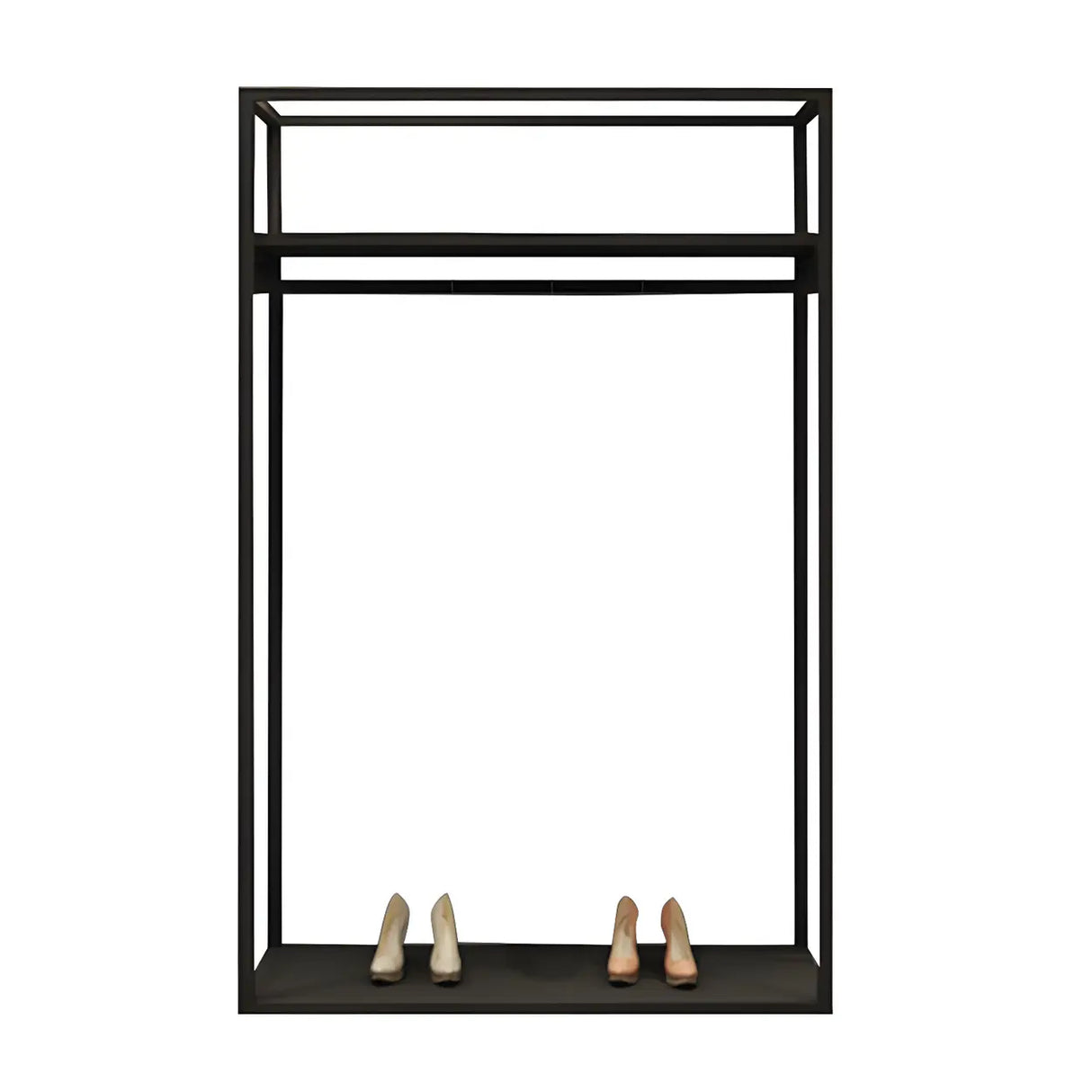 Modern Black Metal Large Standing Garment Display Rack Image - 7