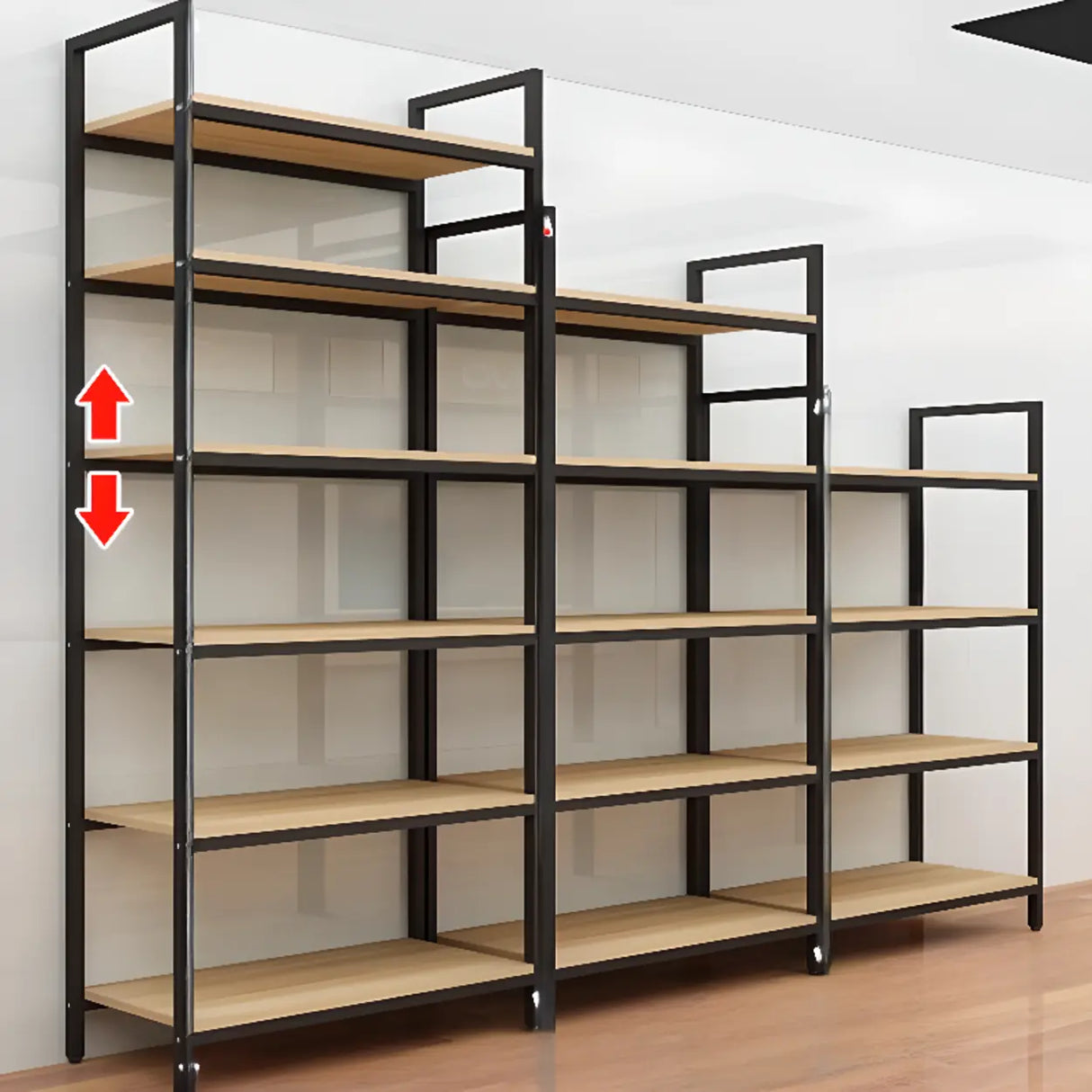 Modern Black Metal Multifunctional Display Bookshelf Image - 6