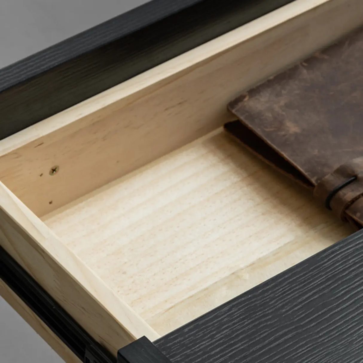 Modern Black Nightstand with Drawer and Clear Open Shelf Image - 14