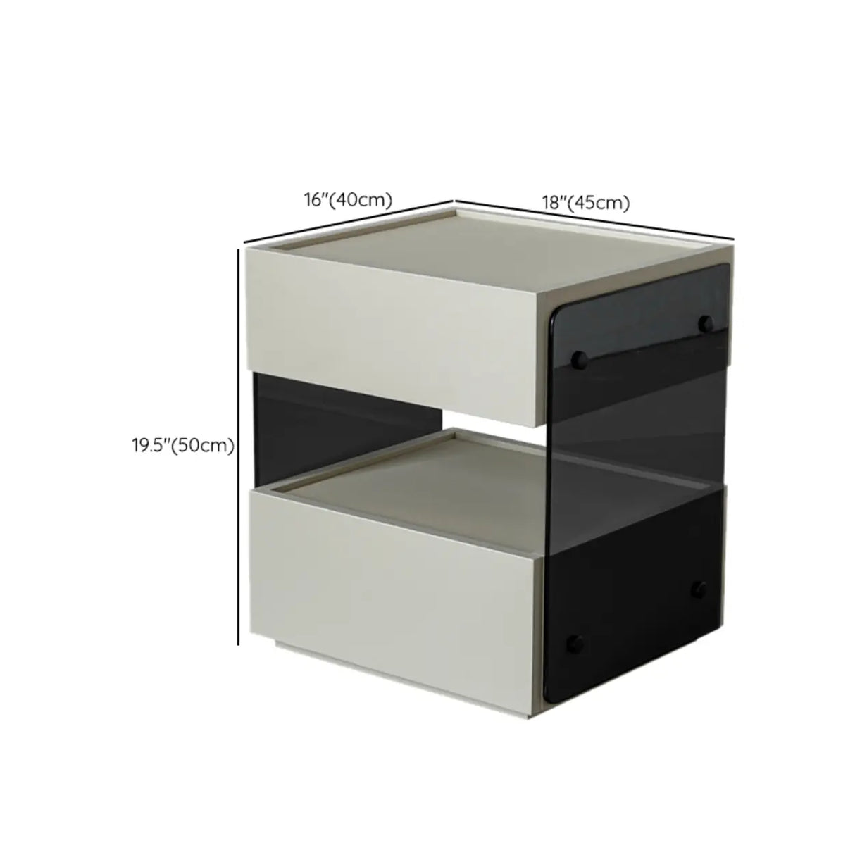 Modern Black Nightstand with Drawer and Clear Open Shelf Image - 17