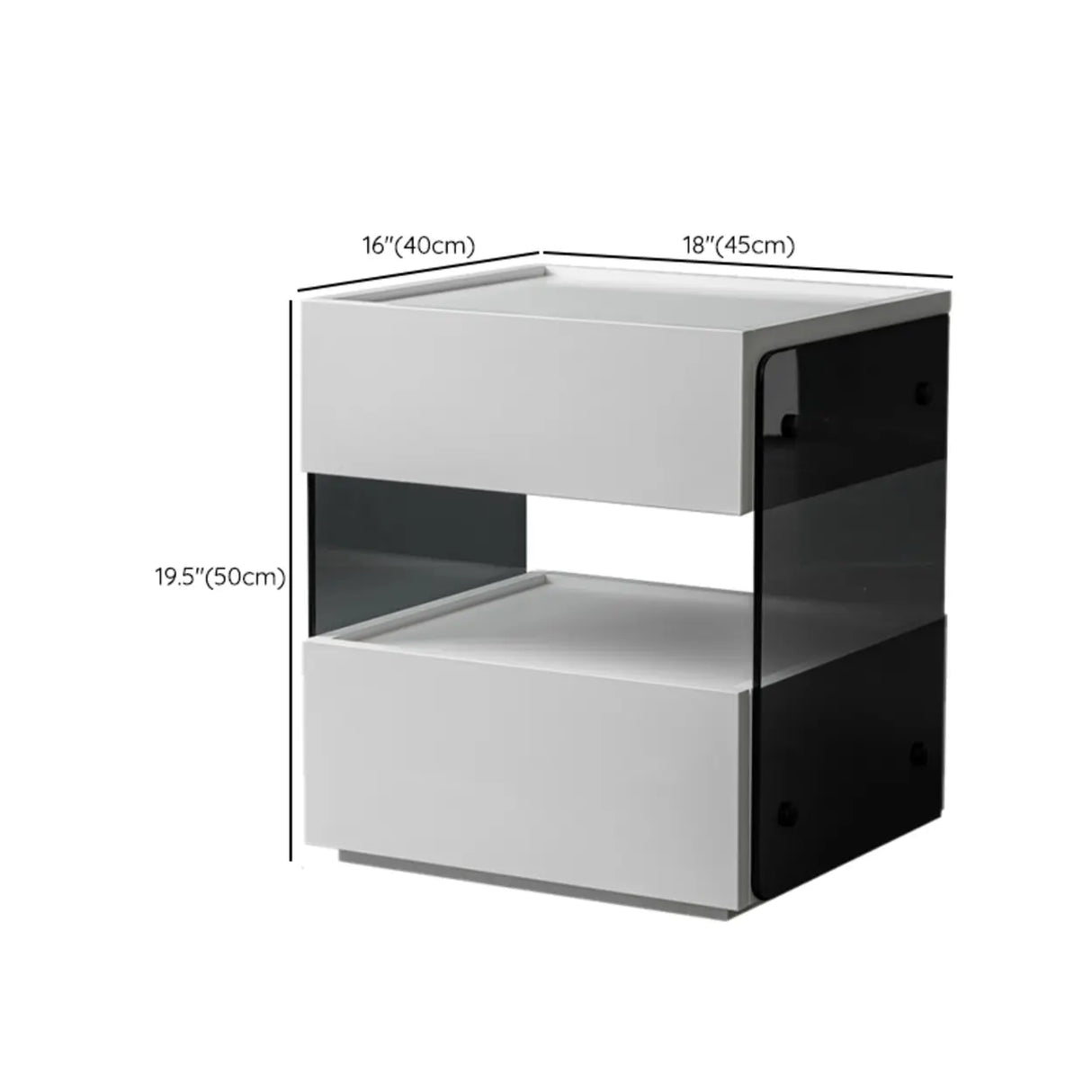 Modern Black Nightstand with Drawer and Clear Open Shelf Image - 18