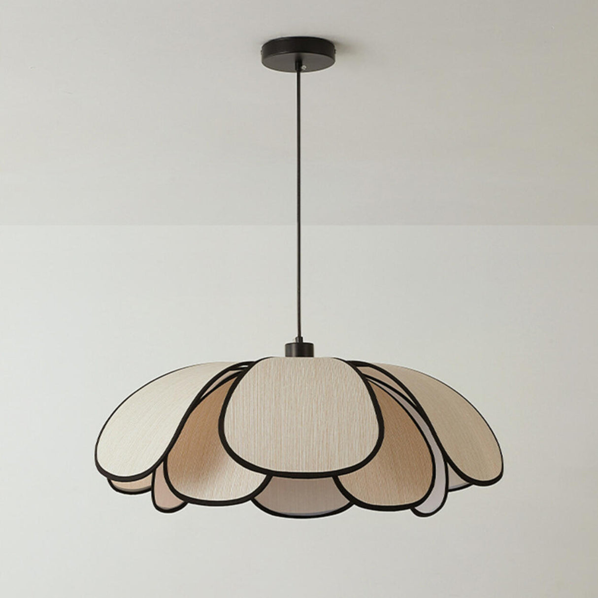 Modern Black Petal Metal Pendant Light Adjustable Cord Image - 10