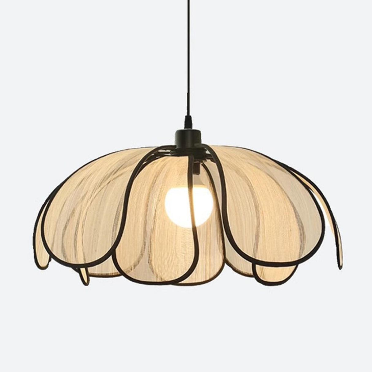 Modern Black Petal Metal Pendant Light Adjustable Cord Image - 11