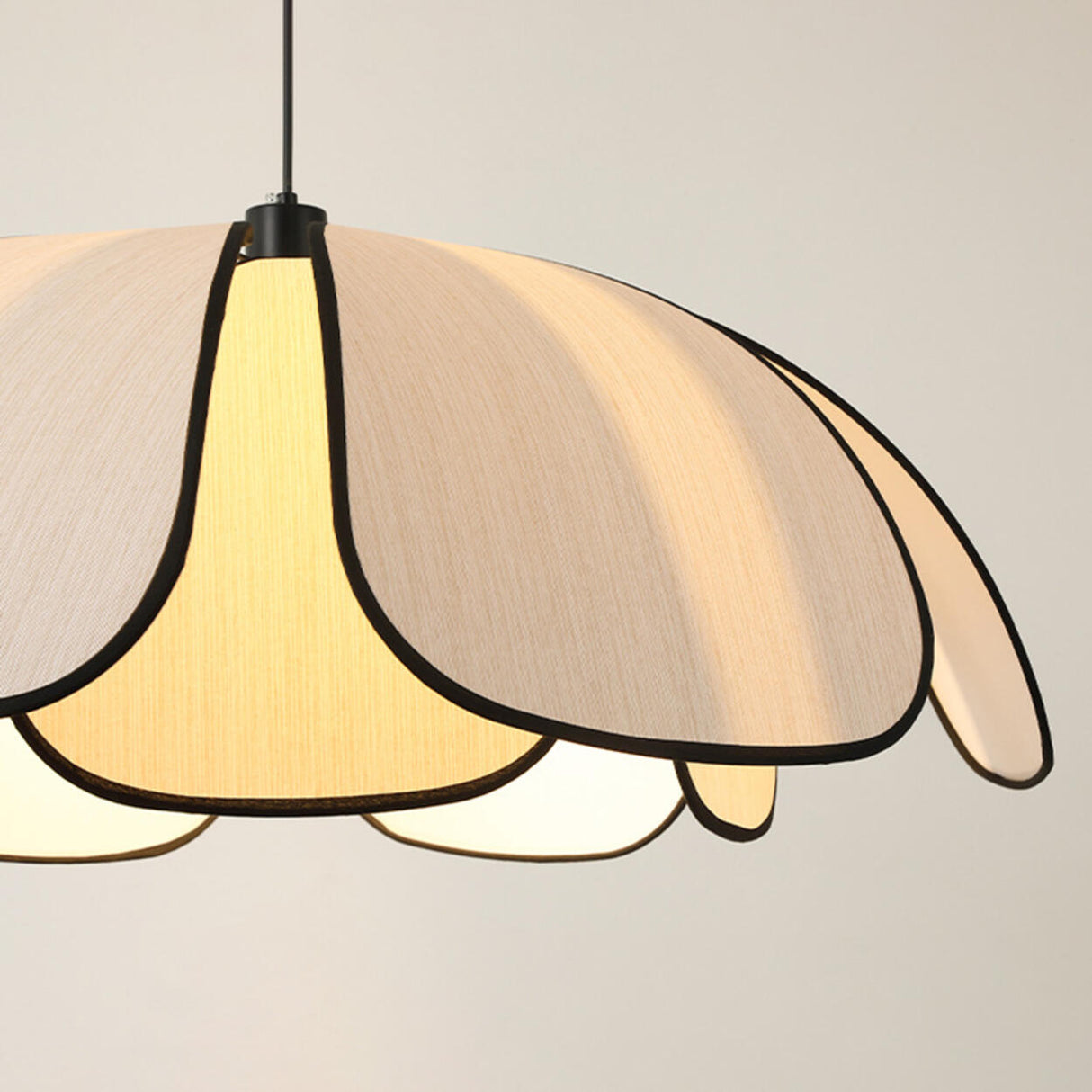 Modern Black Petal Metal Pendant Light Adjustable Cord Image - 12