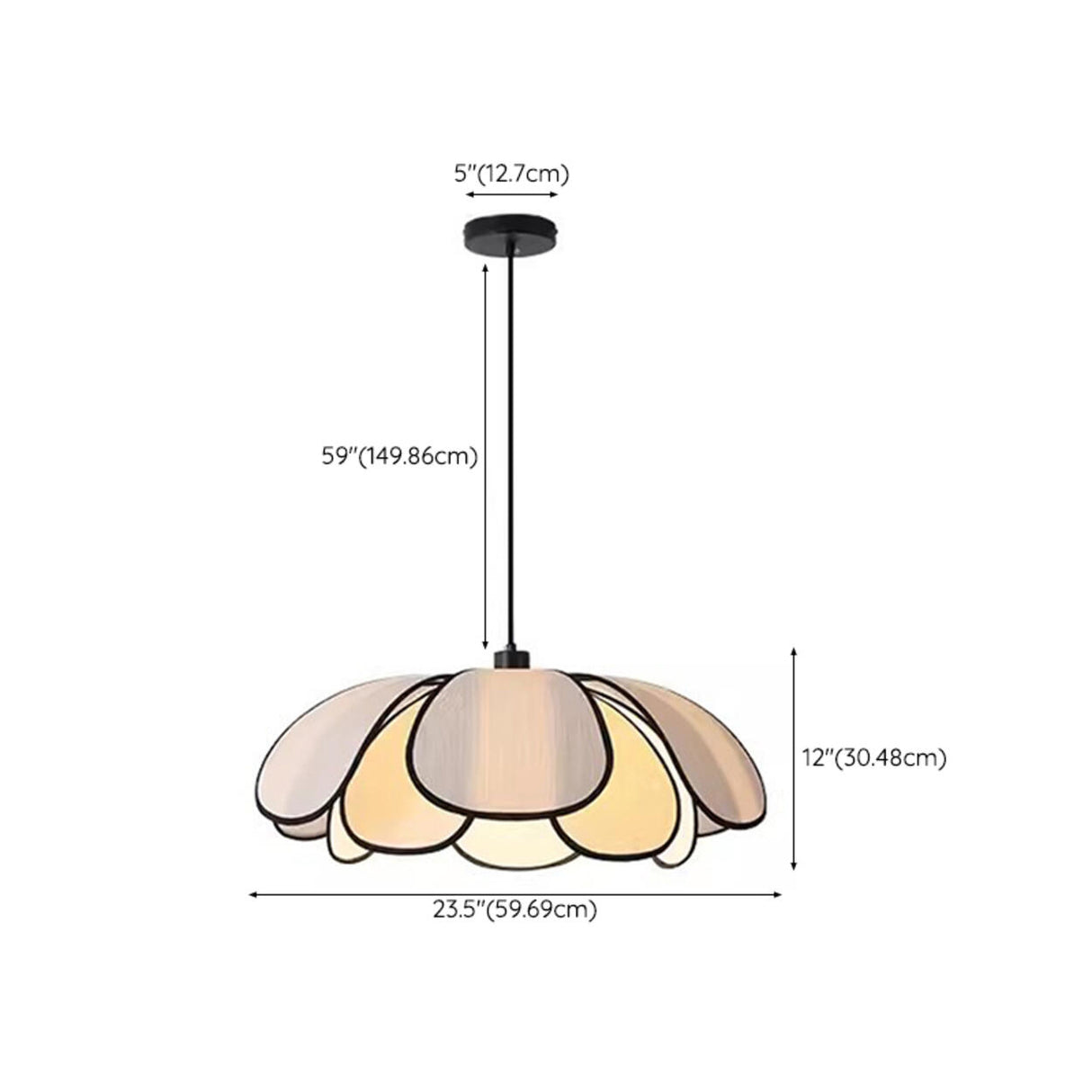 Modern Black Petal Metal Pendant Light Adjustable Cord Image - 18