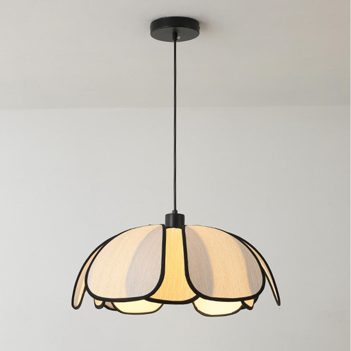 Modern Black Petal Metal Pendant Light Adjustable Cord Image - 2
