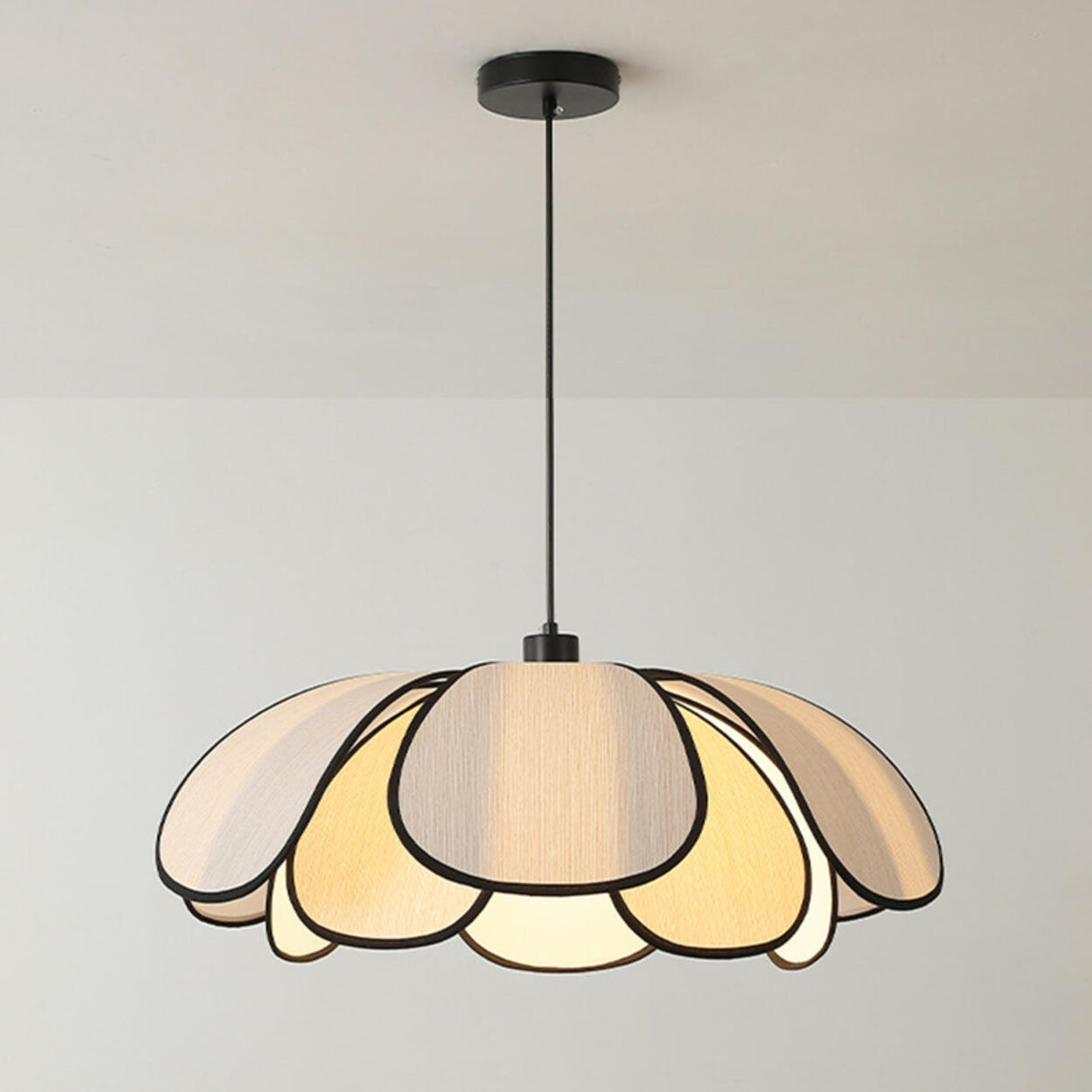 Modern Black Petal Metal Pendant Light Adjustable Cord Image - 3