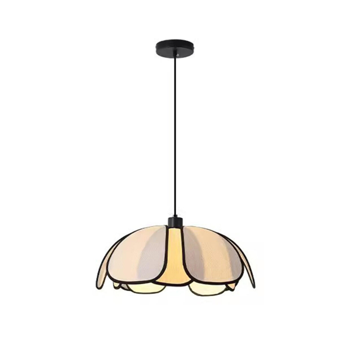 Modern Black Petal Metal Pendant Light Adjustable Cord Image - 7