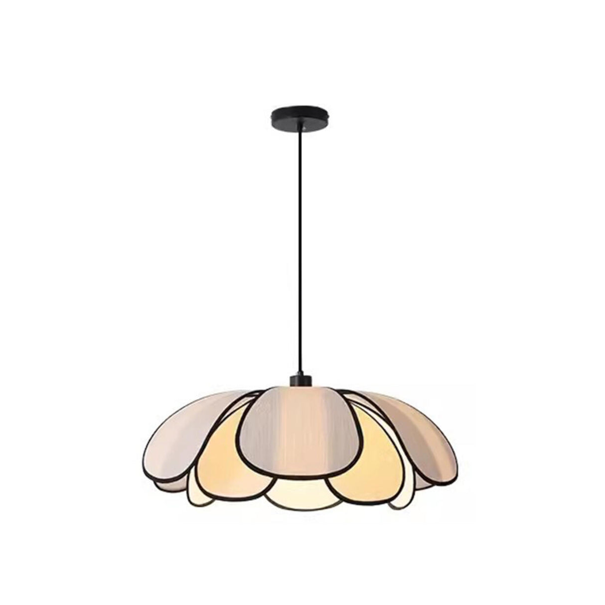 Modern Black Petal Metal Pendant Light Adjustable Cord Image - 8