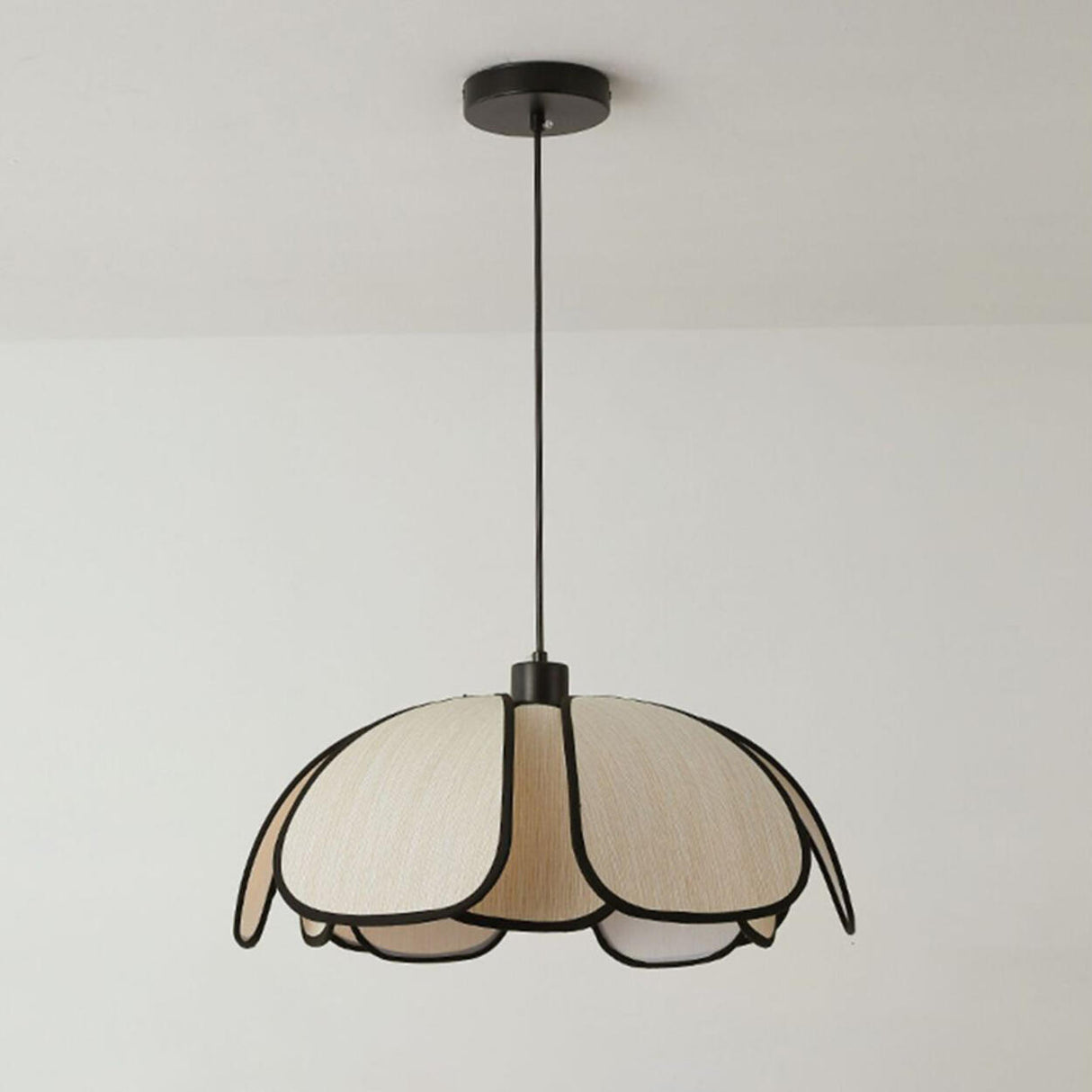 Modern Black Petal Metal Pendant Light Adjustable Cord Image - 9