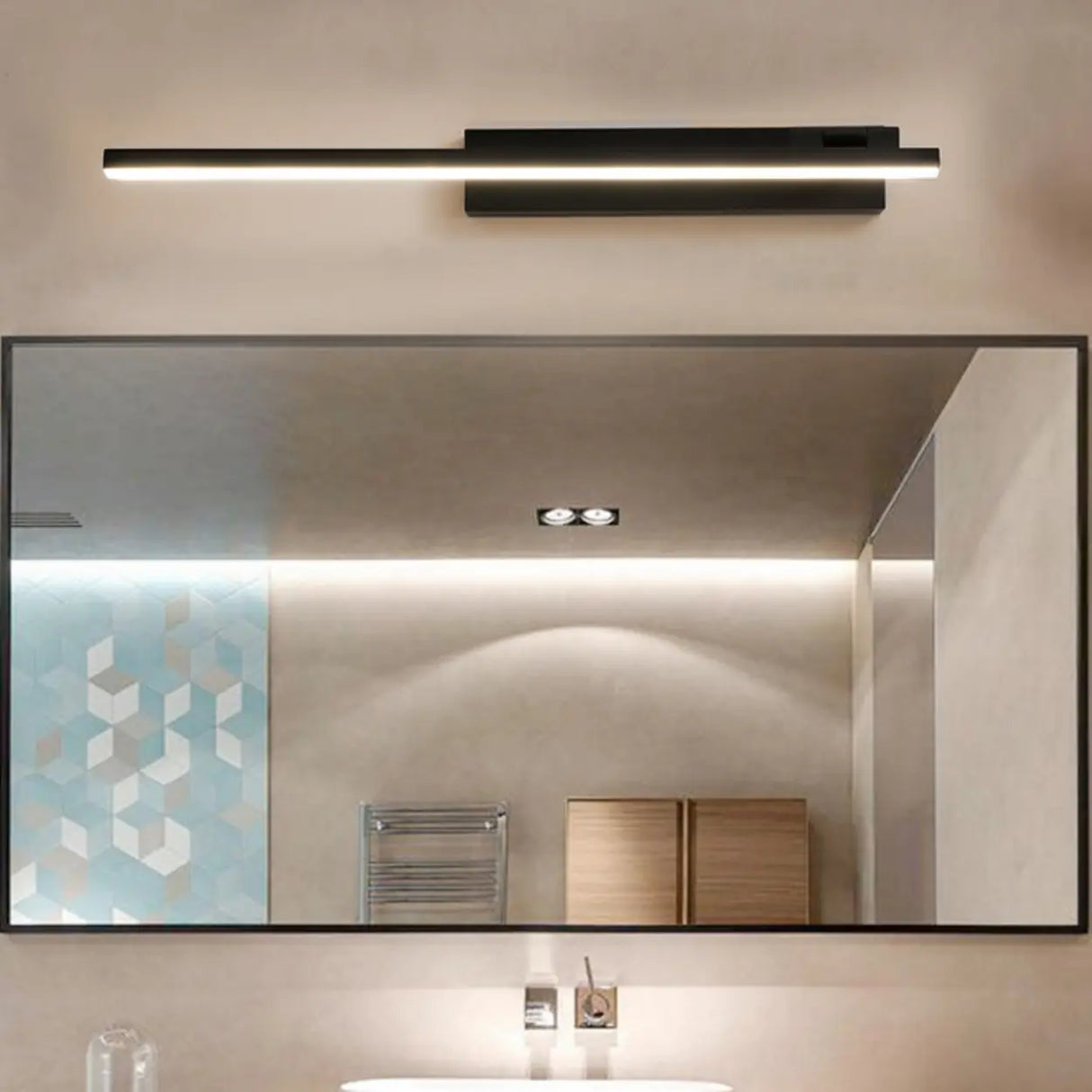 Modern Black Rectangular Bathroom Vanity Light Image - 1