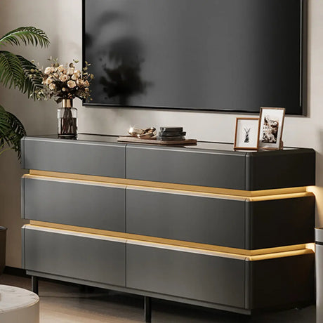 Modern Black TV Stand with LED Lighting and Drawers Image - 1