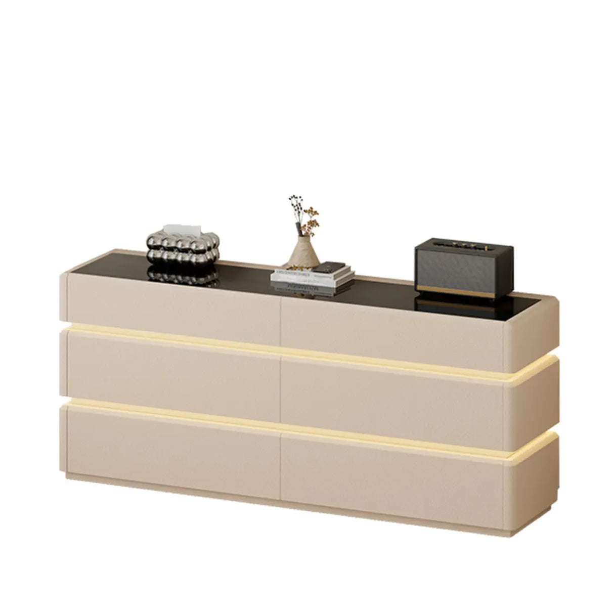 Modern Black TV Stand with LED Lighting and Drawers Image - 10