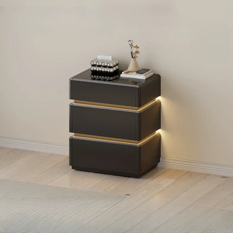 Modern Black TV Stand with LED Lighting and Drawers Image - 2