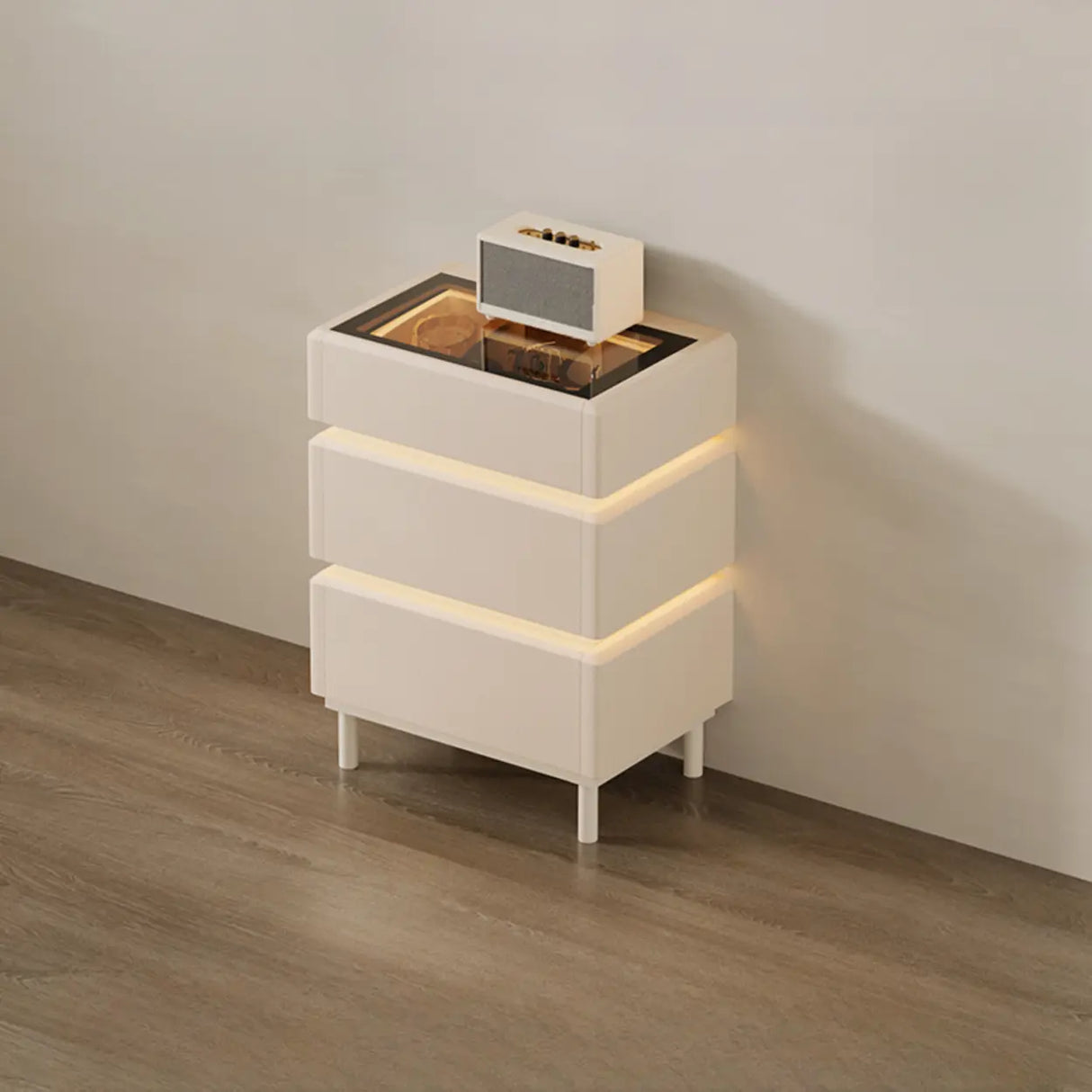 Modern Black TV Stand with LED Lighting and Drawers Image - 24