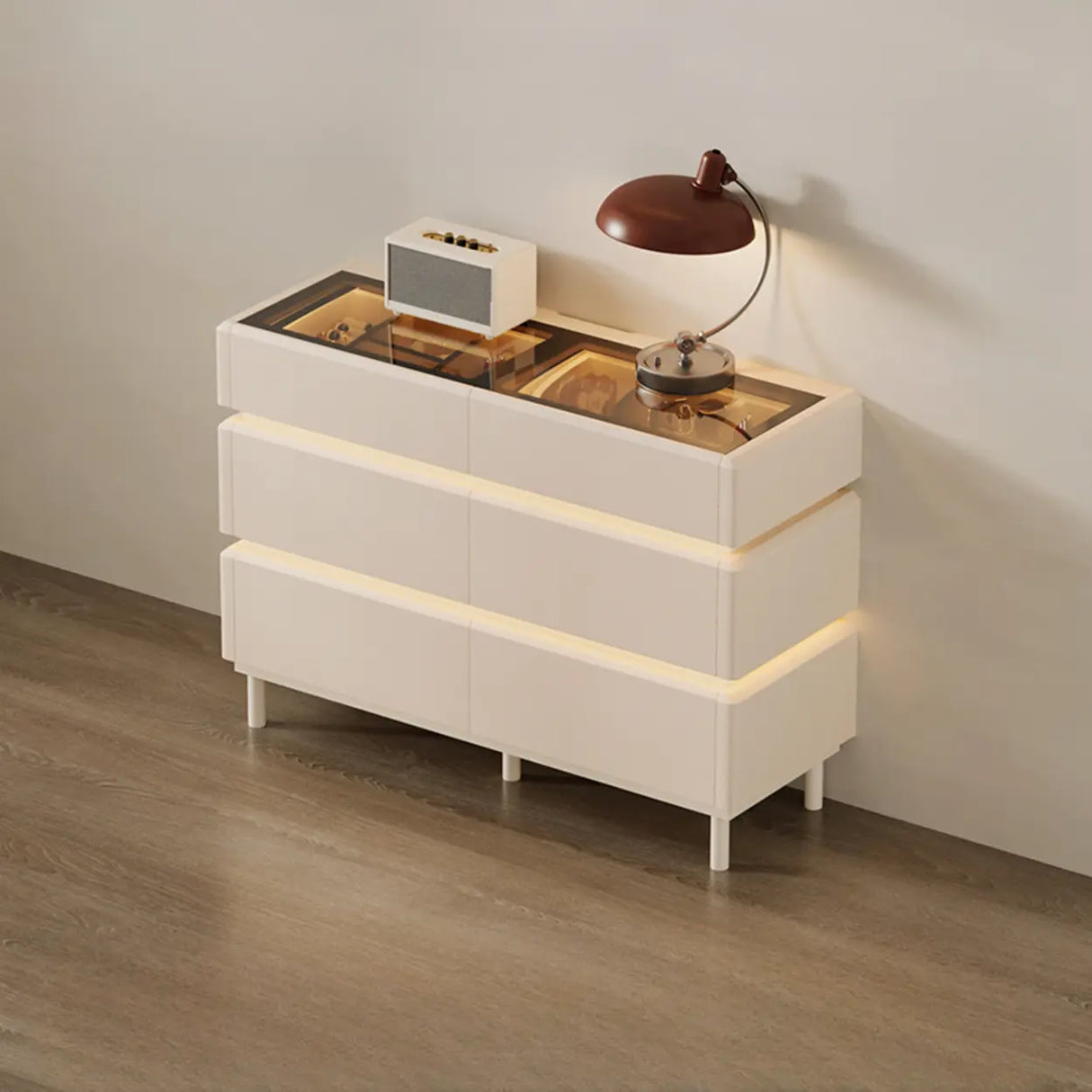 Modern Black TV Stand with LED Lighting and Drawers Image - 25