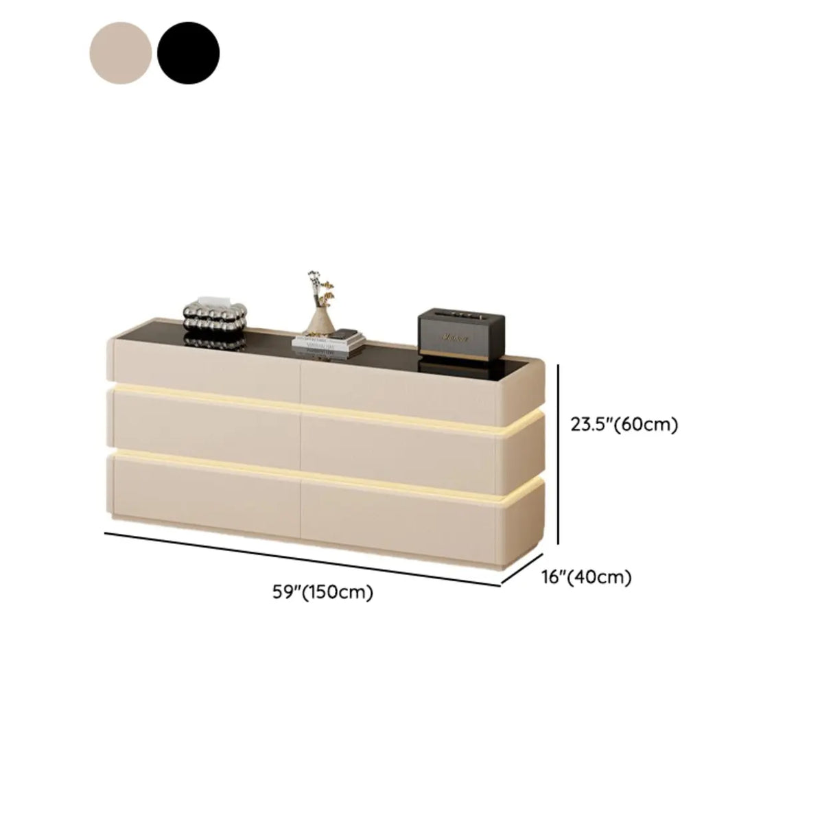 Modern Black TV Stand with LED Lighting and Drawers Image - 31