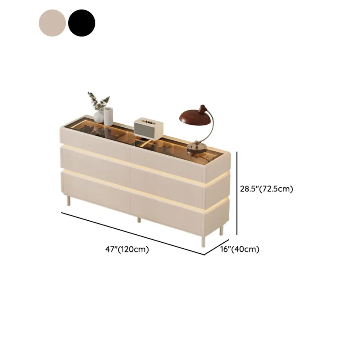 Modern Black TV Stand with LED Lighting and Drawers Image - 34