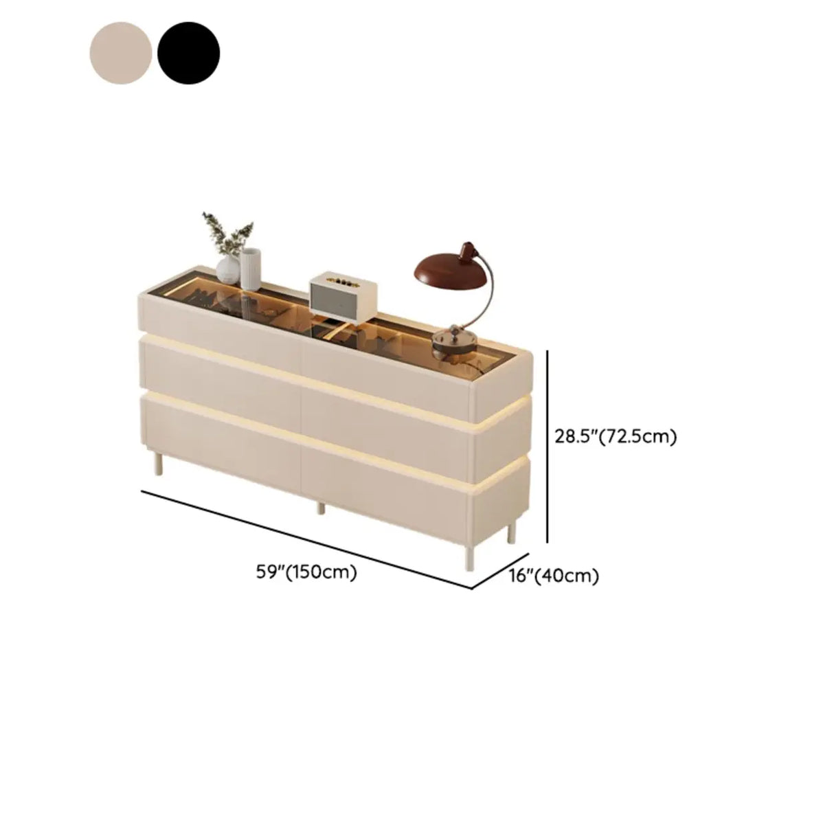 Modern Black TV Stand with LED Lighting and Drawers Image - 35