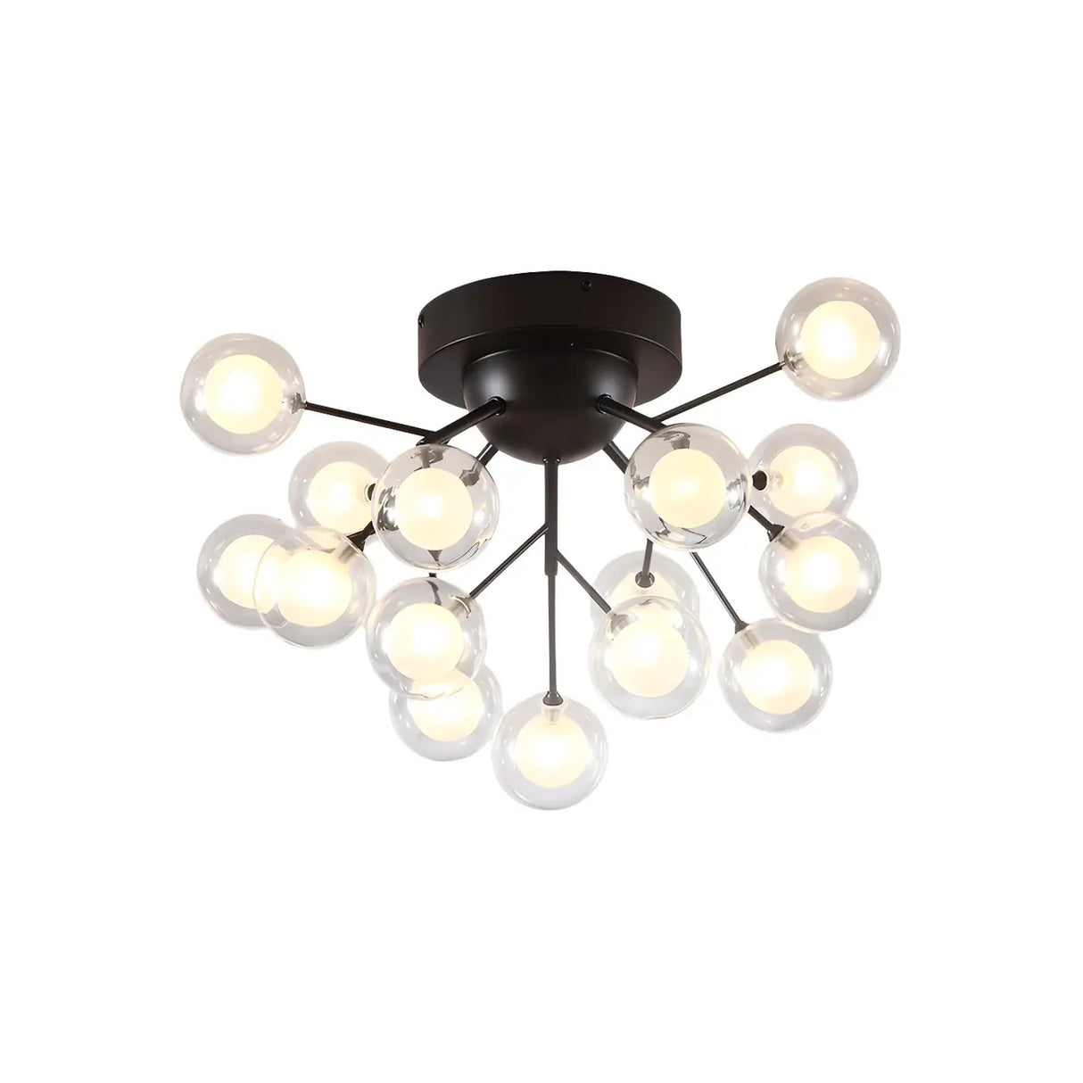 Modern Black Twig Firefly Glass Semi-Flush Mount Light Image - 10