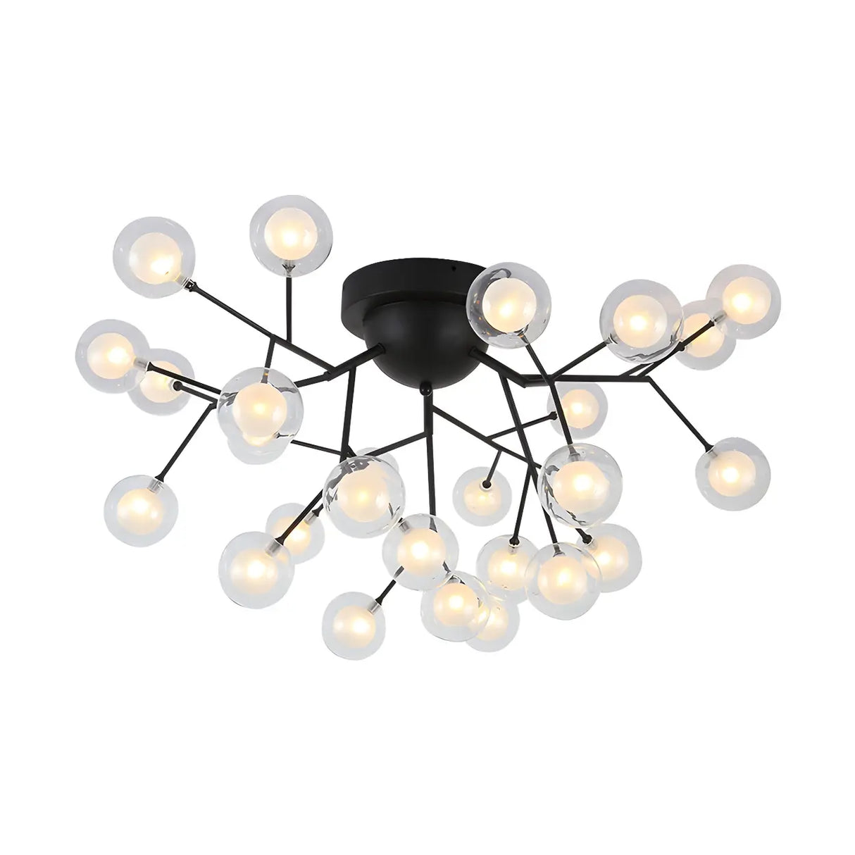 Modern Black Twig Firefly Glass Semi-Flush Mount Light Image - 14