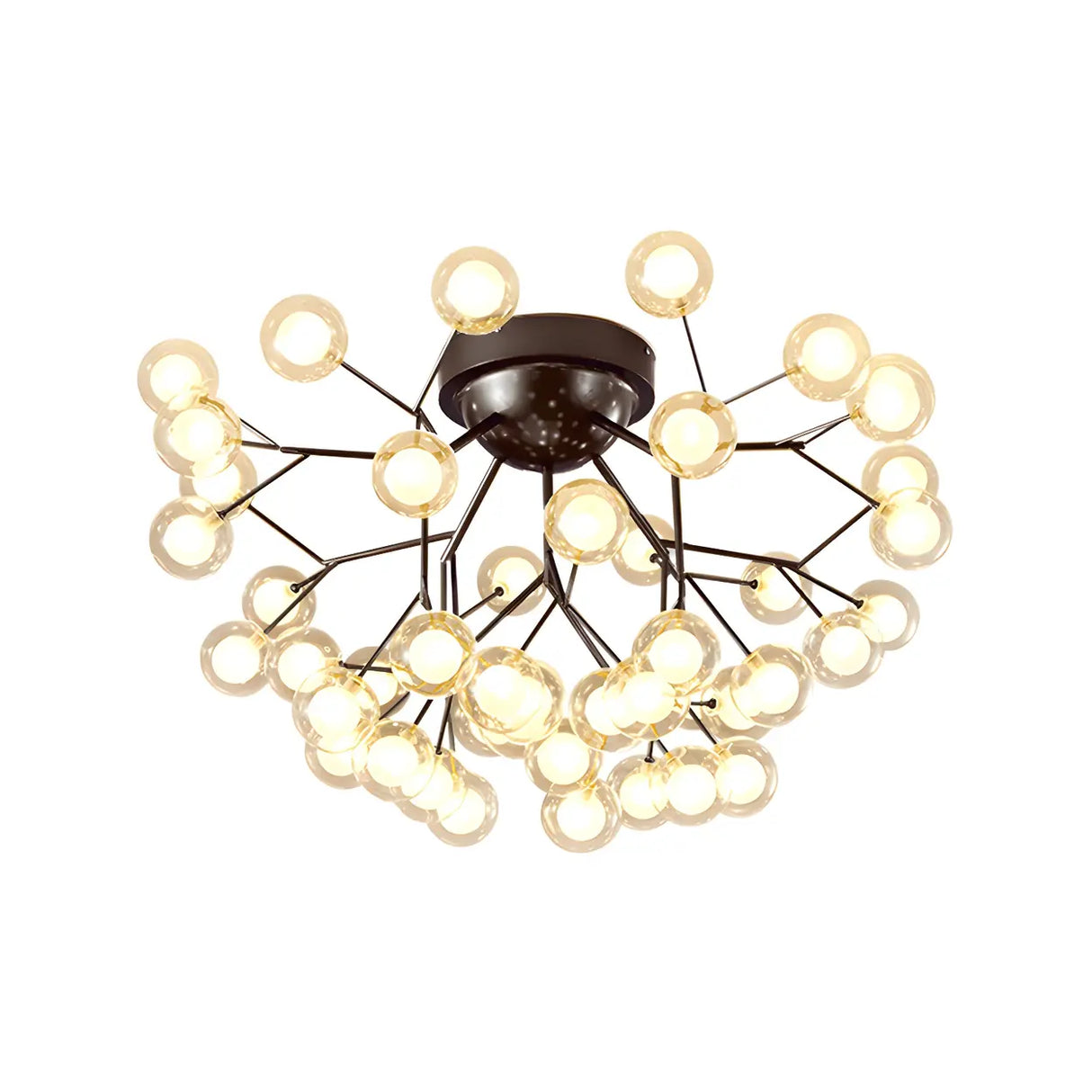 Modern Black Twig Firefly Glass Semi-Flush Mount Light Image - 20