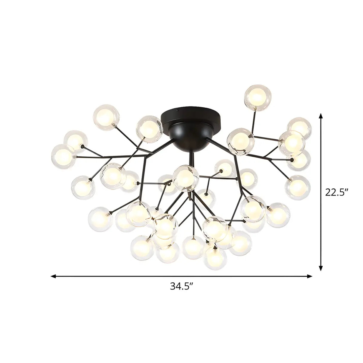 Modern Black Twig Firefly Glass Semi-Flush Mount Light Image - 8